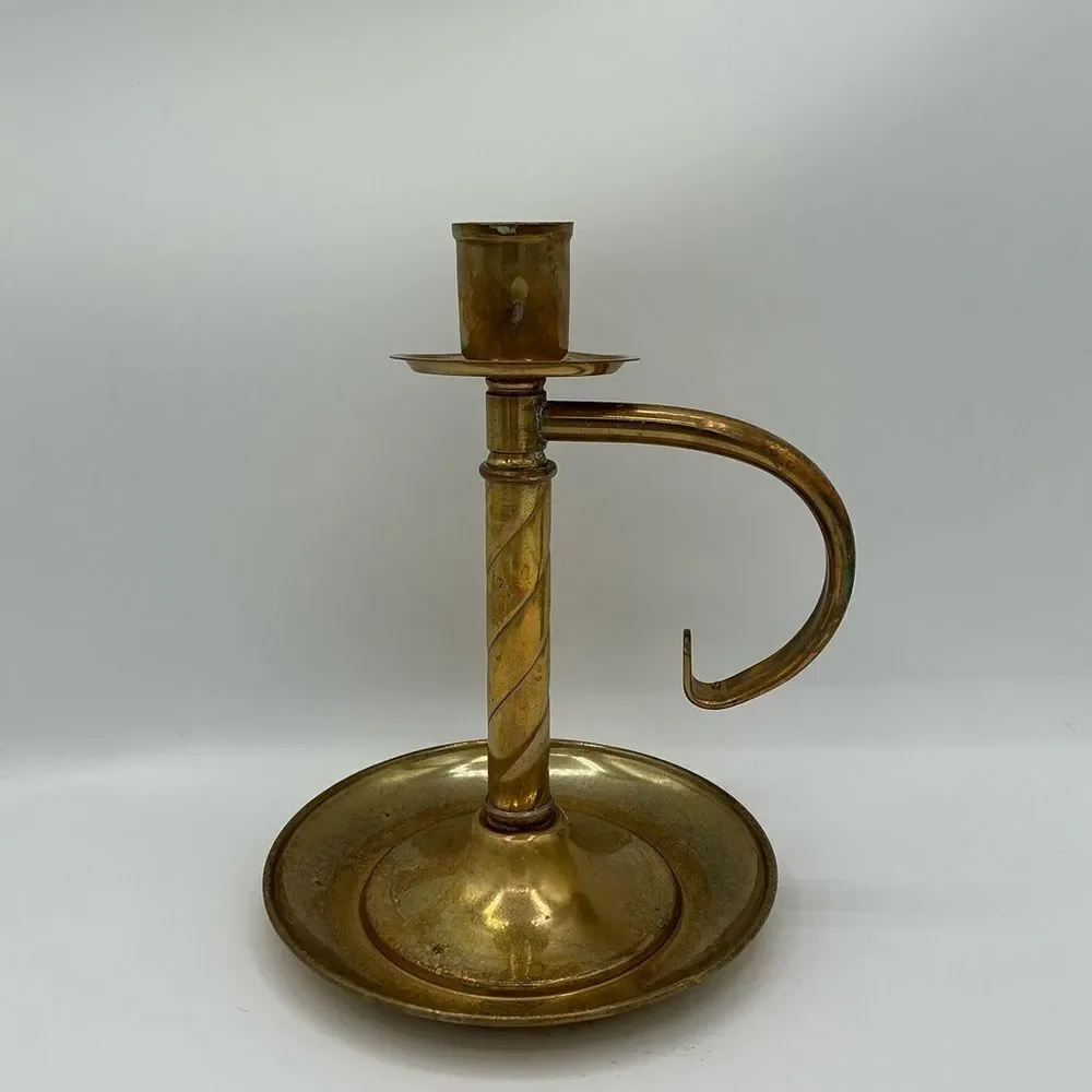 Vintage brass chamberstick candle holder